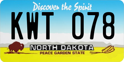 ND license plate KWT078