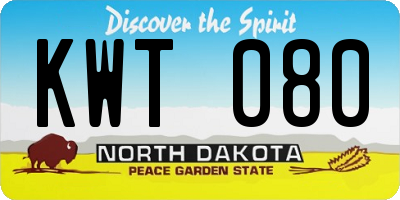 ND license plate KWT080