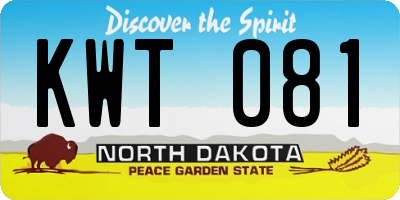 ND license plate KWT081