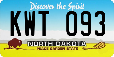 ND license plate KWT093