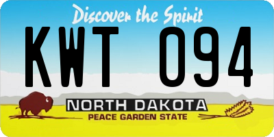 ND license plate KWT094