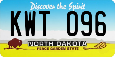 ND license plate KWT096
