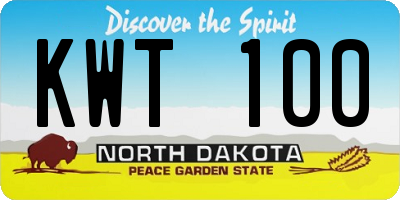 ND license plate KWT100