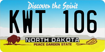 ND license plate KWT106