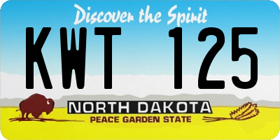 ND license plate KWT125