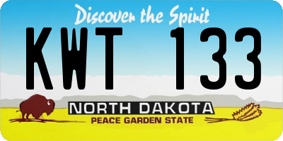 ND license plate KWT133