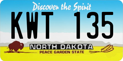 ND license plate KWT135