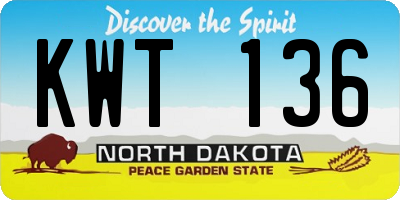 ND license plate KWT136