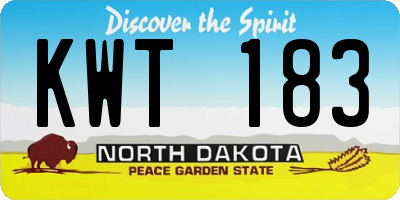 ND license plate KWT183