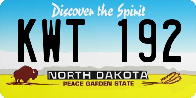 ND license plate KWT192