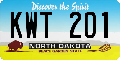 ND license plate KWT201