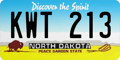 ND license plate KWT213