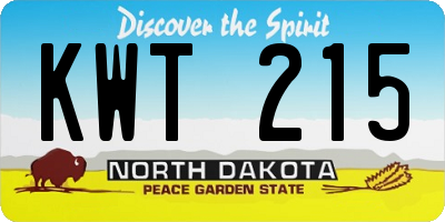 ND license plate KWT215