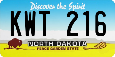ND license plate KWT216