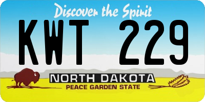 ND license plate KWT229