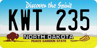 ND license plate KWT235