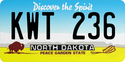 ND license plate KWT236