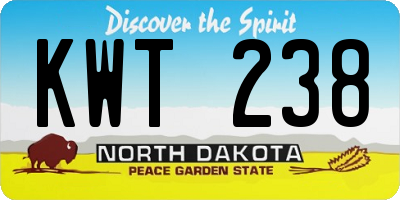 ND license plate KWT238