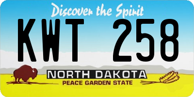 ND license plate KWT258