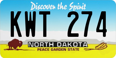 ND license plate KWT274