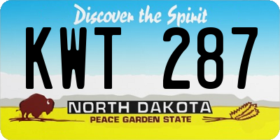 ND license plate KWT287