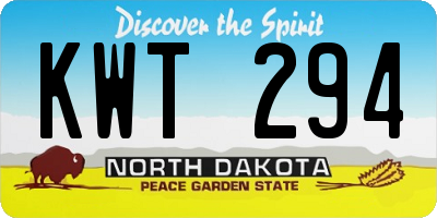 ND license plate KWT294