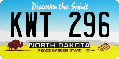 ND license plate KWT296