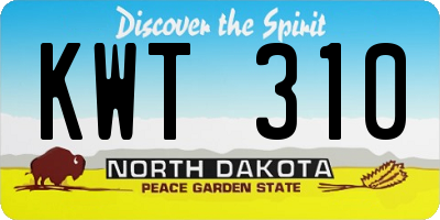 ND license plate KWT310