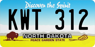 ND license plate KWT312