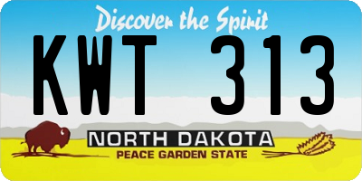 ND license plate KWT313