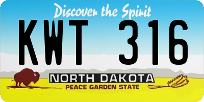 ND license plate KWT316