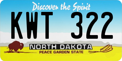 ND license plate KWT322