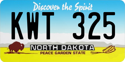 ND license plate KWT325