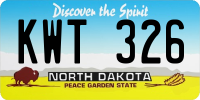 ND license plate KWT326
