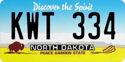 ND license plate KWT334