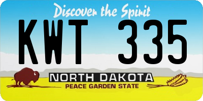 ND license plate KWT335