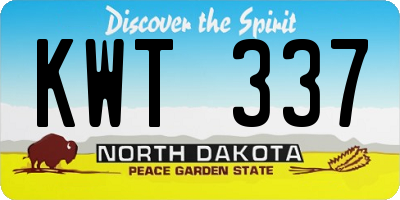 ND license plate KWT337