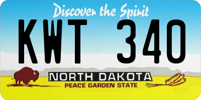 ND license plate KWT340
