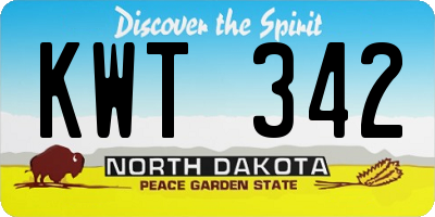 ND license plate KWT342
