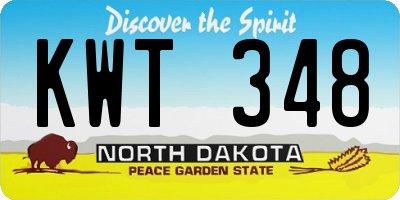 ND license plate KWT348