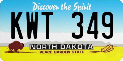 ND license plate KWT349