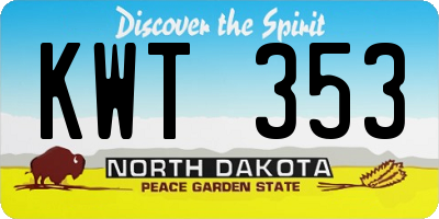 ND license plate KWT353