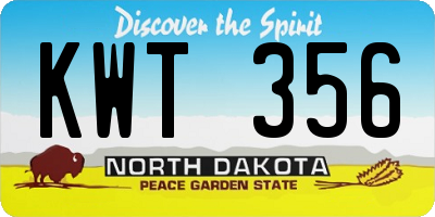 ND license plate KWT356