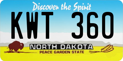 ND license plate KWT360
