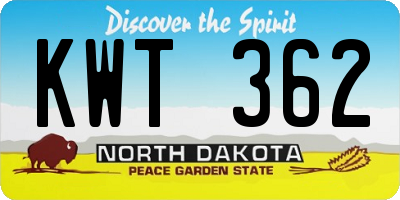 ND license plate KWT362