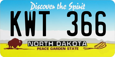 ND license plate KWT366