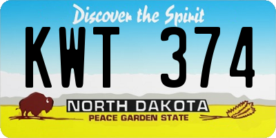 ND license plate KWT374