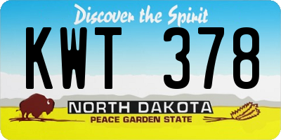 ND license plate KWT378