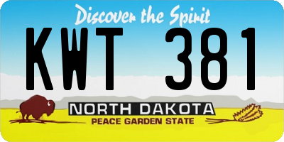 ND license plate KWT381