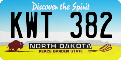 ND license plate KWT382